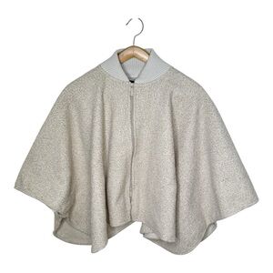 Canada Weather Gear Boucle Knit Zip Front Poncho Jacket Beige One Size